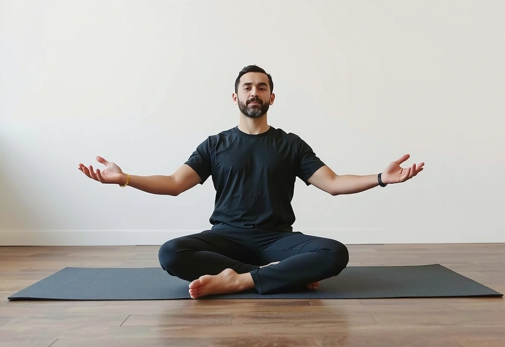 Calm man practicing mindfulness