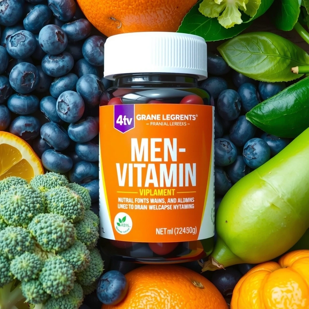 Men's multivitamin with fresh fruits and vegetables